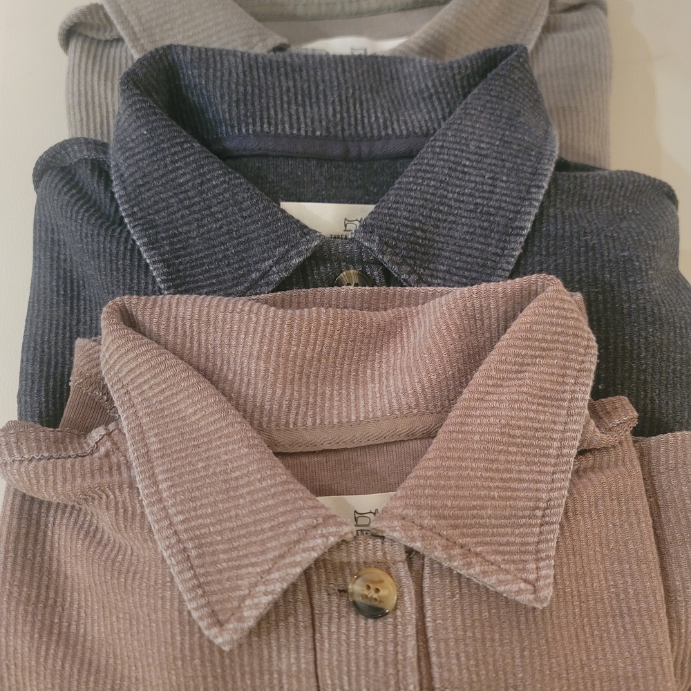 Washed Black Corduroy Button-Up Shirt